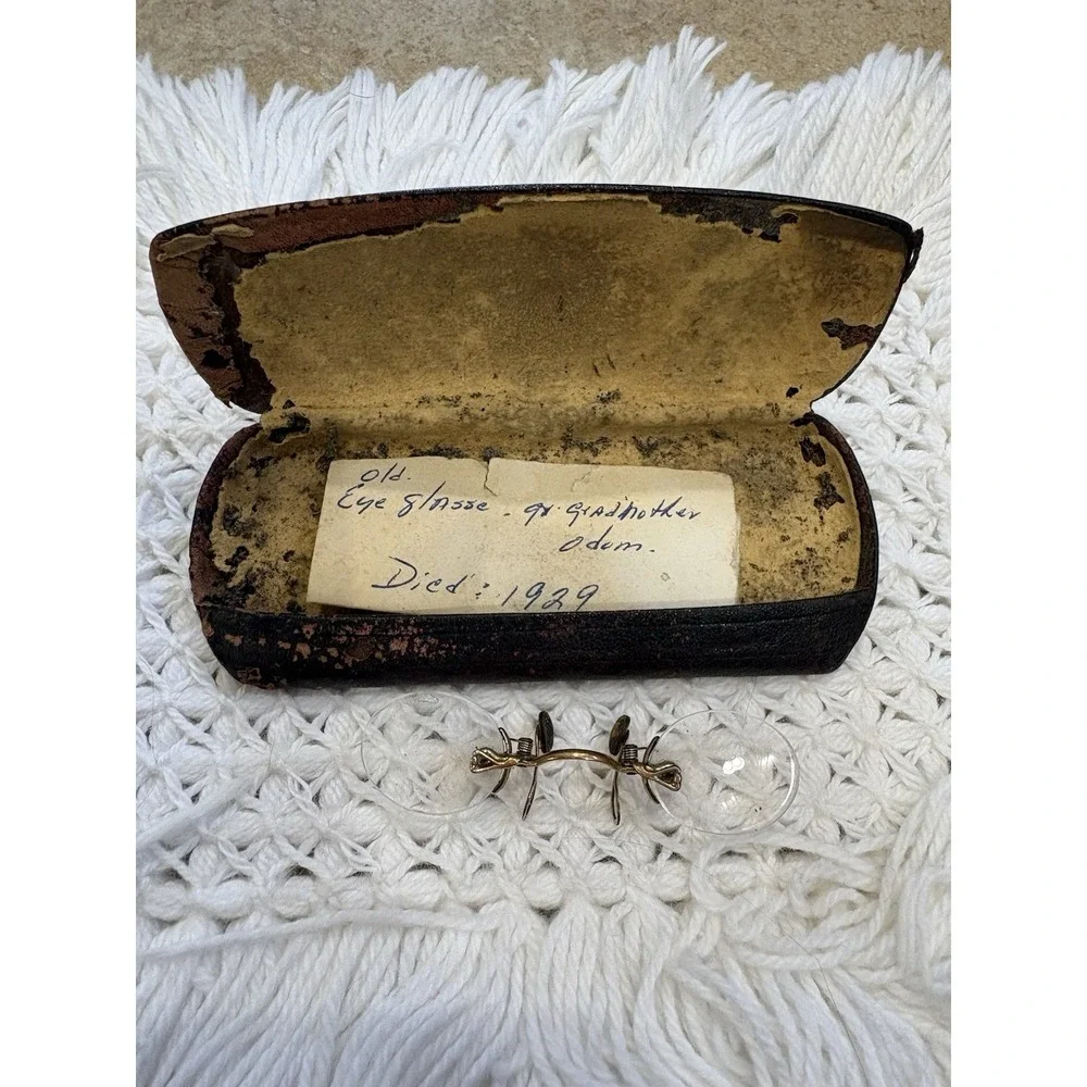 Antique No Frame Invisible Ladies Dainty Glasses Spectacles Case 12k Rolled Gold